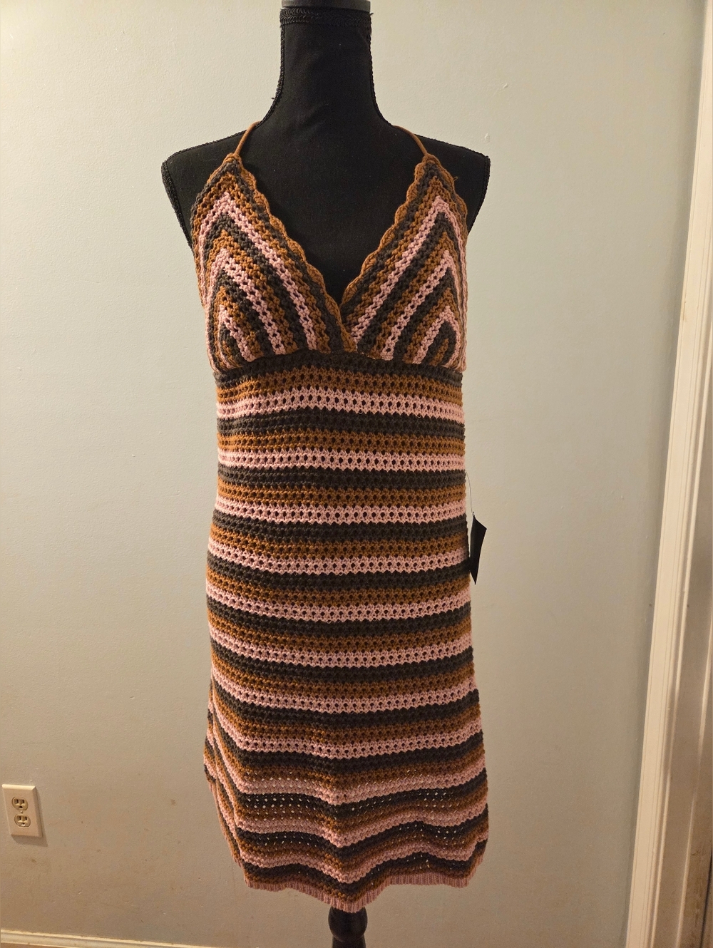 Lulus Festival Cutie Crochet Halter Mini Dress